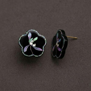 Mystic Orchid — Hand-Polished Lacquer & Raden Earrings