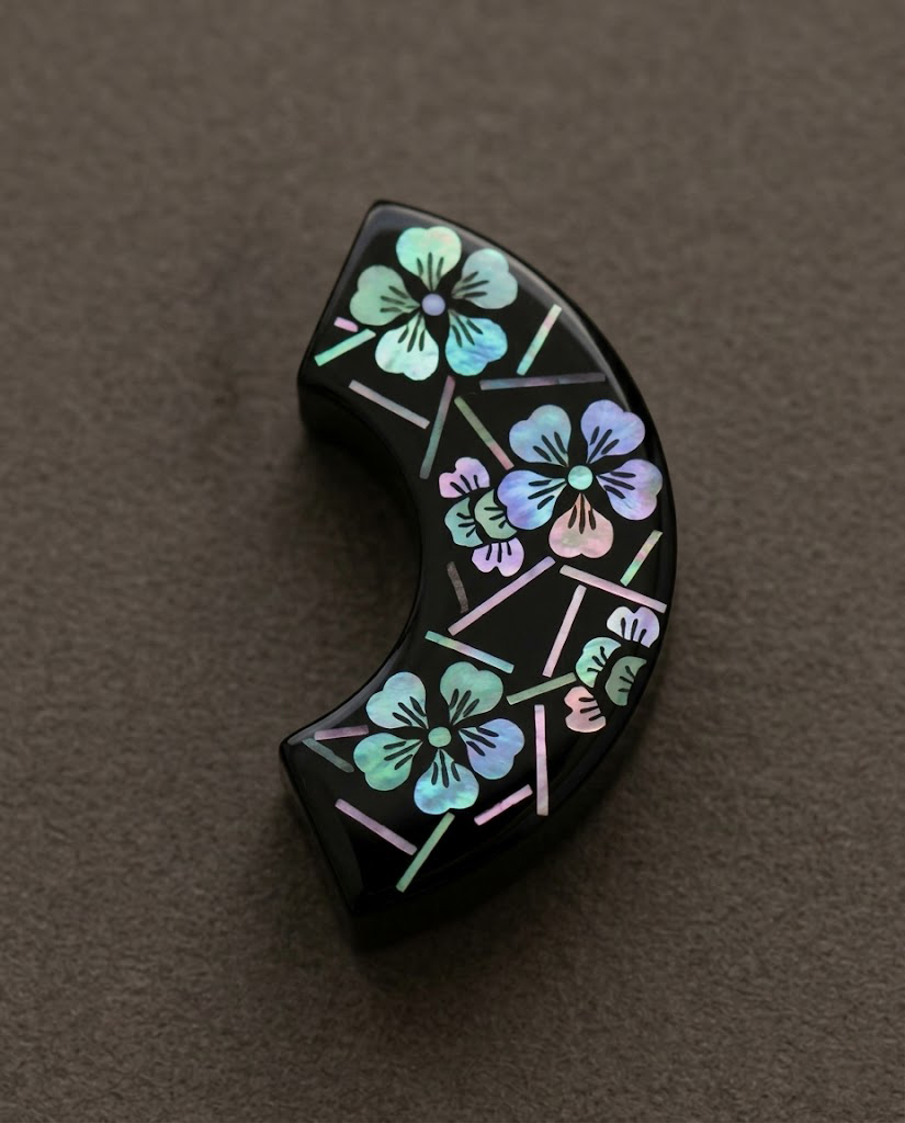 Lunar Blossom — Hand-Polished Lacquer & Raden Earrings - Image 2