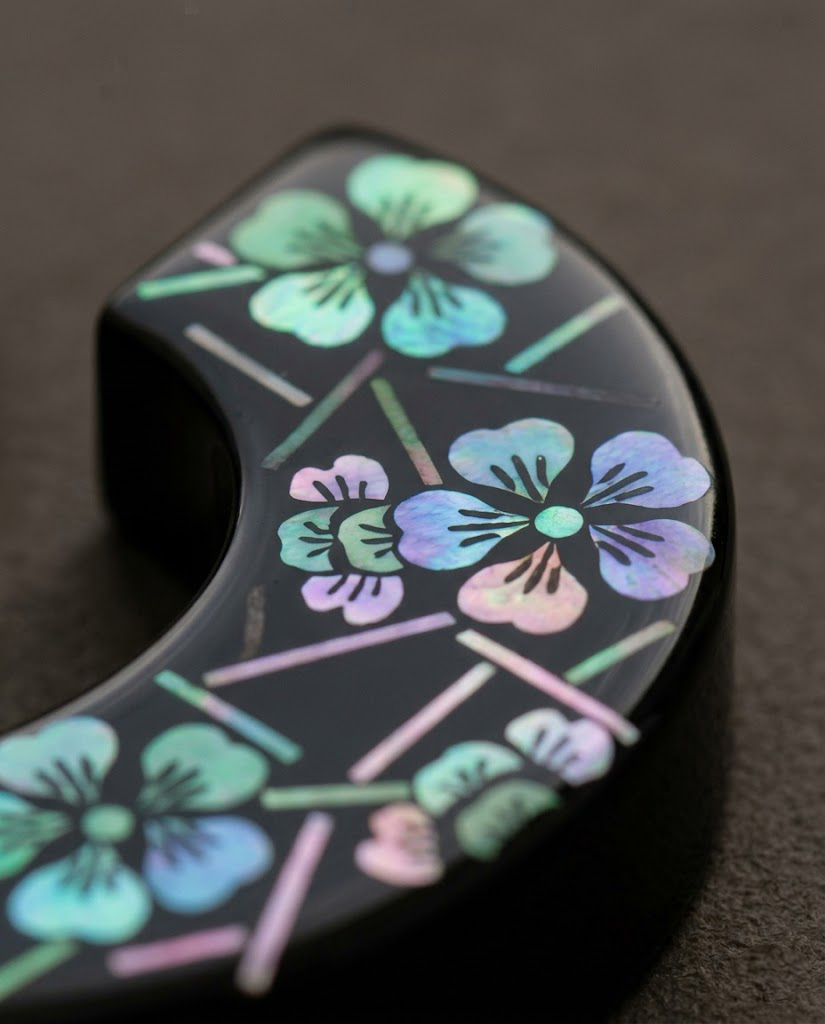 Lunar Blossom — Hand-Polished Lacquer & Raden Earrings - Image 3