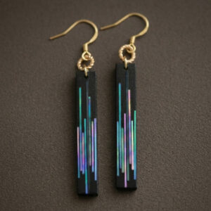 Midnight Meteor — Hand-Polished Lacquer & Raden Earrings